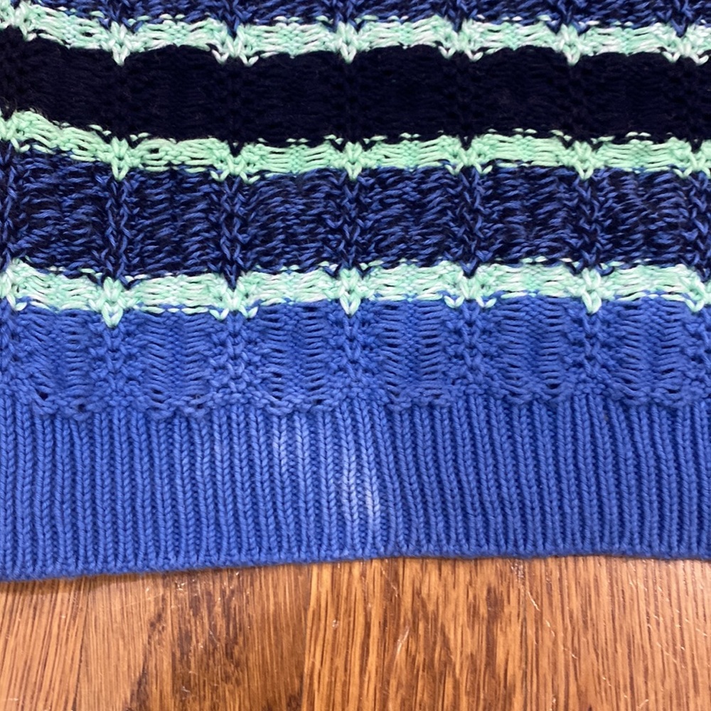 Talbots Open Knit 100% Cotton Striped Sweater Siz… - image 4